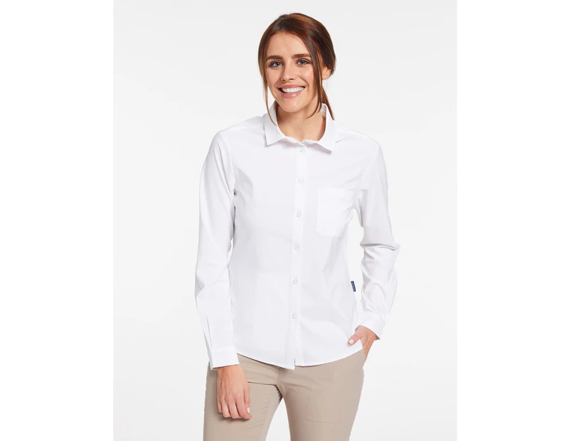 Solbari Sun Protection UPF50+ UV Protective Women's Button Down Shirt Dry Lite - WHITE