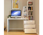 Computer Desk with Bookcase White Student Study Table Bookshelf Cabinet Storage Shelf White