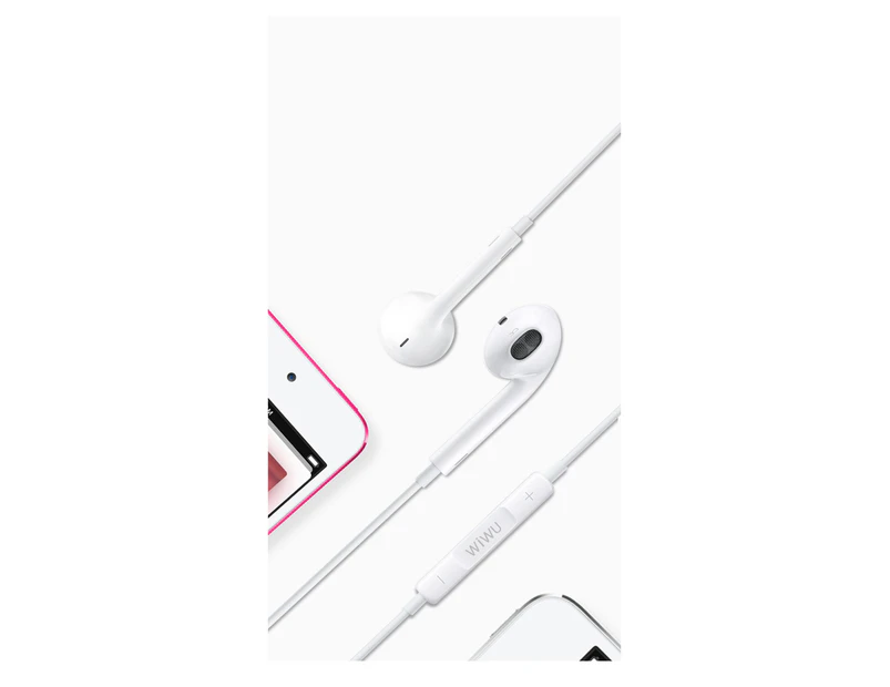 WIWU Earbuds 302 Bluetooth Headphone for iPhone HiFi Stereo Handsfree Earbuds-White