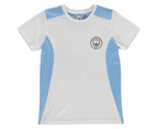 Source Lab Boys Machester City T Shirt Tee Top Junior - Sky Football Crew Neck
