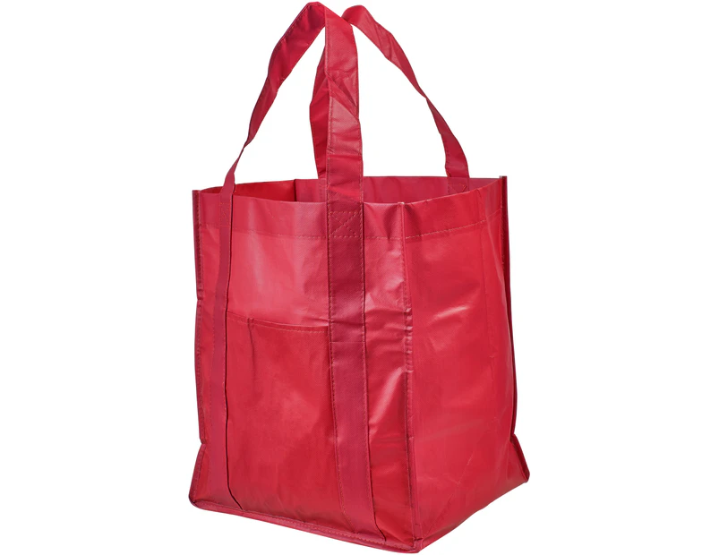 Bullet Savoy Laminated Non-Woven Grocery Tote (Pack Of 2) (Red) - PF2580