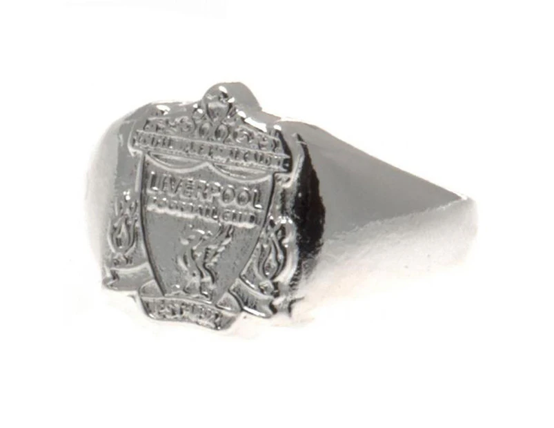Liverpool FC Official Silver Plated Crest Ring (Silver) - TA4037