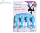 Dreambaby Strollerbuddy Pram Stroller Clips 4-Pack - Blue