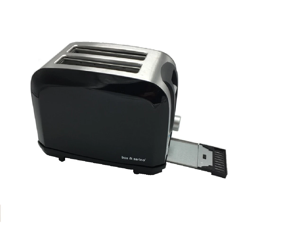 Bos & Sarino 2 Slice Black Stainless Steel Toaster