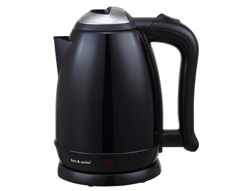 Bos & Sarino 2L 1850W Black Full Stainless Steel Cordless Kettle