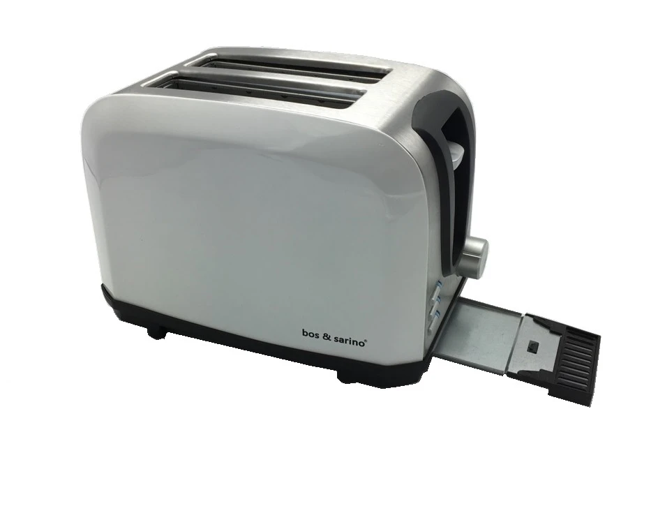 BOS & SARINO White 2 Slice Toaster & Cordless Kettle Combo in full Stainless Steel