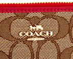 Coach Signature Corner Zip Wristlet Wallet - Khaki/True Red
