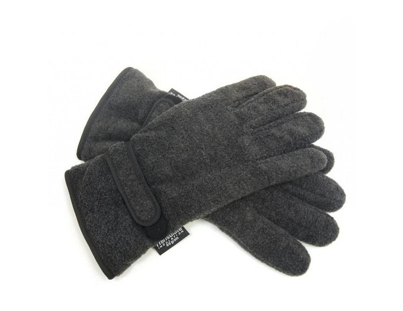 FLOSO Mens Thinsulate Thermal Fleece Gloves With Palm Grip (3M 40g) (Charcoal) - GL127