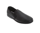 Sleepers Mens Hadley Softie Leather Twin Gusset Slippers (Black) - DF830