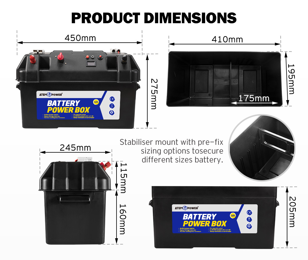 ATEM POWER Battery Box 12V Portable Deep Cycle Power Marine Solar USB –  atempower