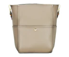 MOORGENE PU Leather Shoulder Handbag With Colorful Strap-taupe