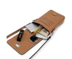 MOORGENE High Quality Leather Crossbody Bag Cellphone Purse-Brown