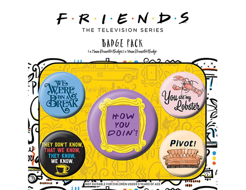 Friends Button Badges (Pack of 5) (Multicoloured) - TA3943