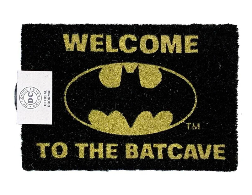 DC Comics 60x40cm Welcome To The Batcave Doormat - Black/Yellow