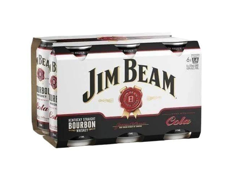 Jim Beam White Label Bourbon & Cola Cans 375ml - 6 pack