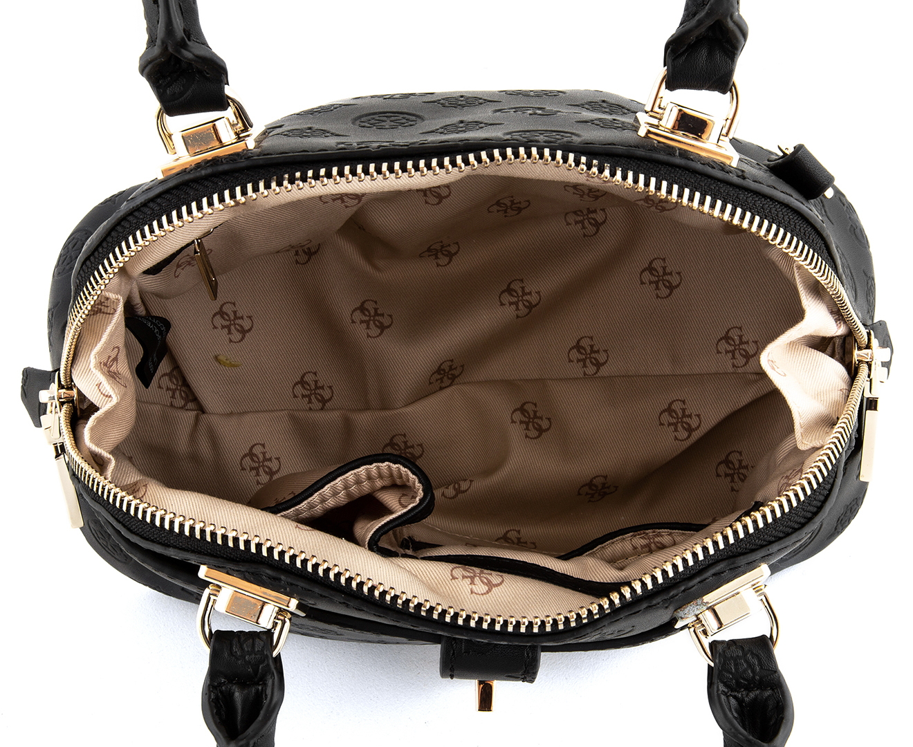 GUESS Peony Classic Small Dome Satchel - Black | Catch.co.nz