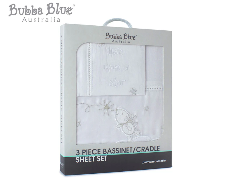 Bubba Blue Wish Upon A Star Sheet Set Bassinet/Cradle Sheet Set - White