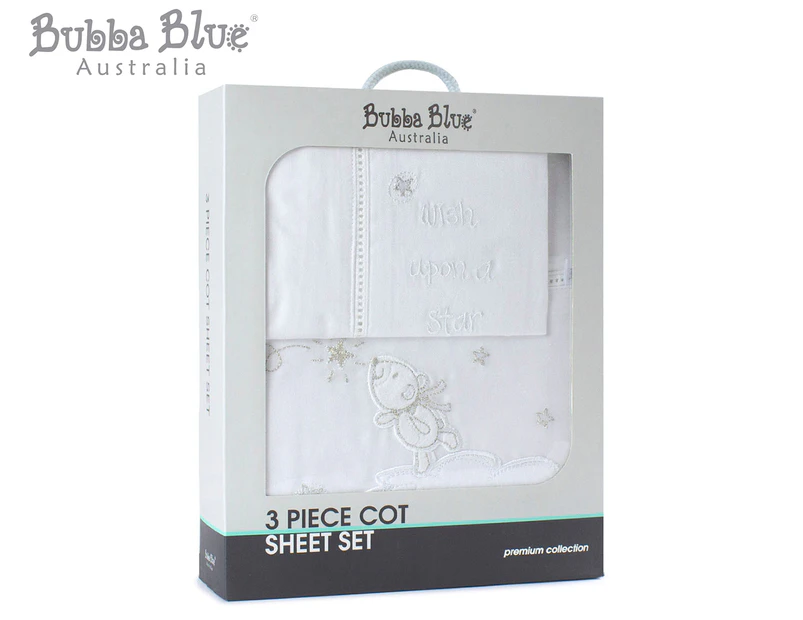 Bubba Blue Wish Upon A Star Cot Sheet Set - White