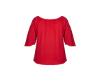 Beme Elbow Stud Sleeve Top   - Womens Plus Size Curvy - RED