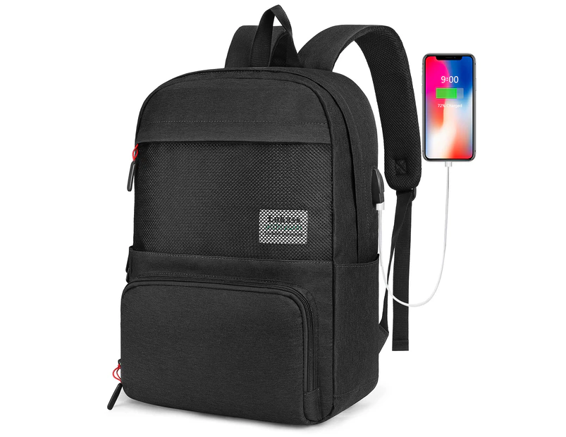 LOKASS Unisex Laptop Backpack 15.6 Inch Lightweight School Backpack-Black
