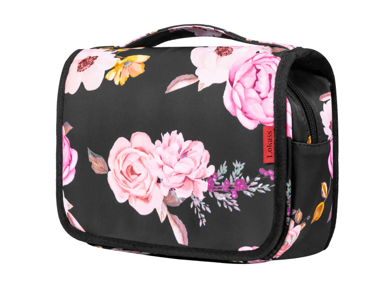 LOKASS Hanging Toiletry Bag Clear Toiletry Organizer Travel Bag-Peony