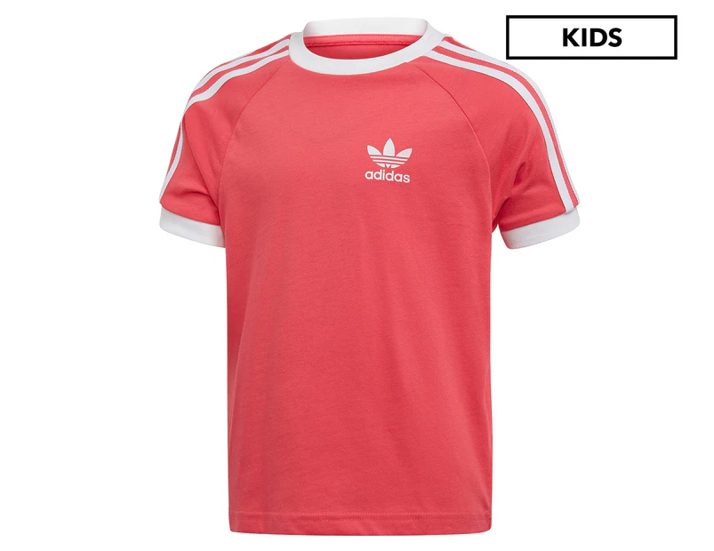 Adidas Originals Kids' 3-Stripes Tee / T-Shirt / Tshirt - Real Pink/White