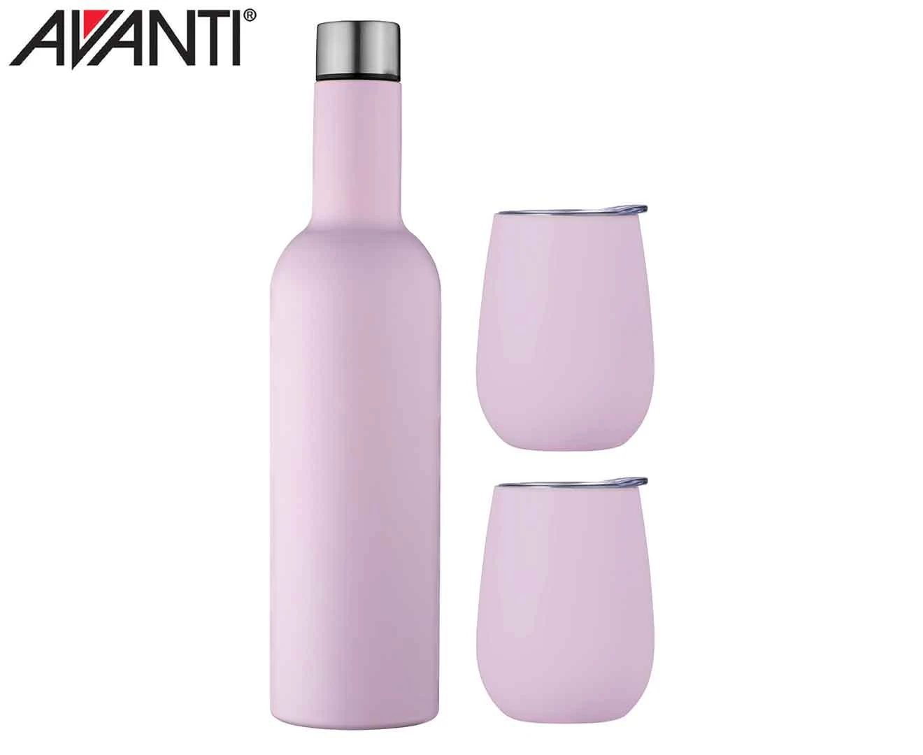 Avanti Double Wall Wine Traveller 750ml Bottle Flask/300ml Tumbler Set Pink