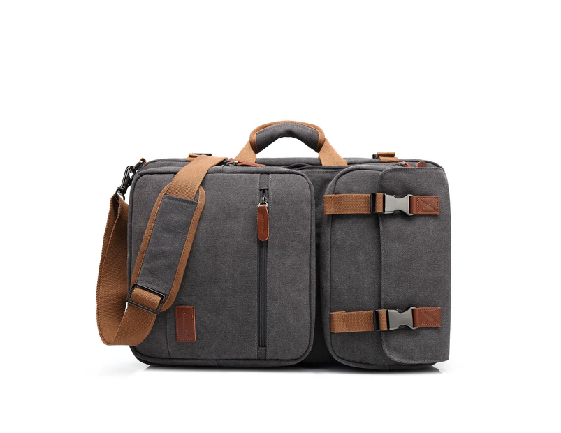 CBL Convertible Backpack Messenger Bag Fits 17.3 Inch Laptop-Canvas Grey