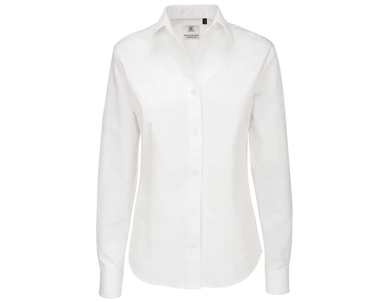 B&C Womens Sharp Twill Long Sleeve Shirt (White) - BC123