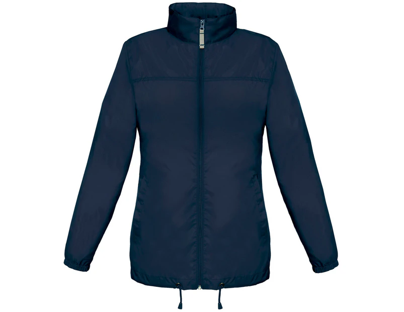 B&C Womens Sirocco Lightweight Windproof, Showerproof & Water Repellent Jacket (Navy Blue) - BC1283