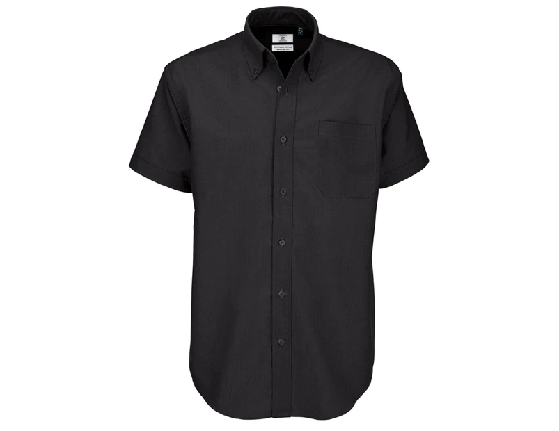 B&C Mens Oxford Short Sleeve Shirt / Mens Shirts (Black) - BC106