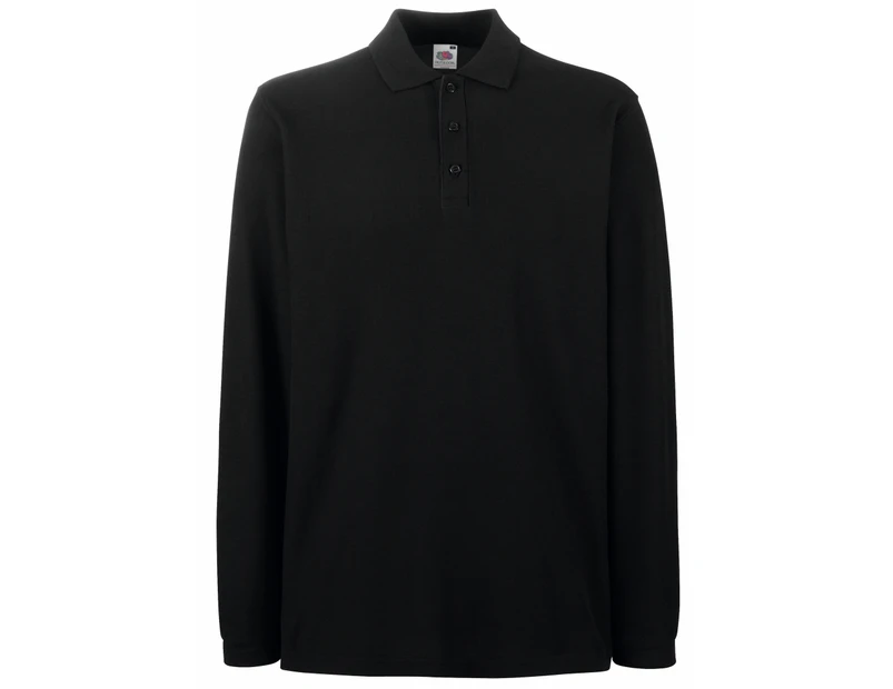 Fruit Of The Loom Mens Premium Long Sleeve Polo Shirt (Black) - BC1383