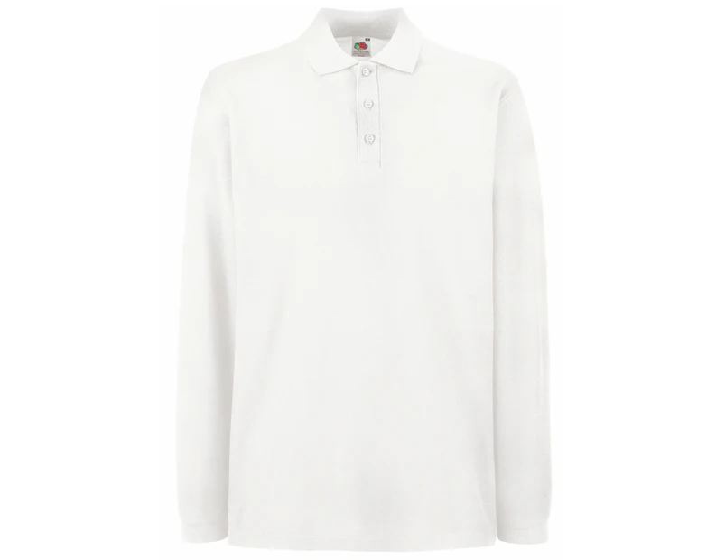 Fruit Of The Loom Mens Premium Long Sleeve Polo Shirt (White) - BC1383