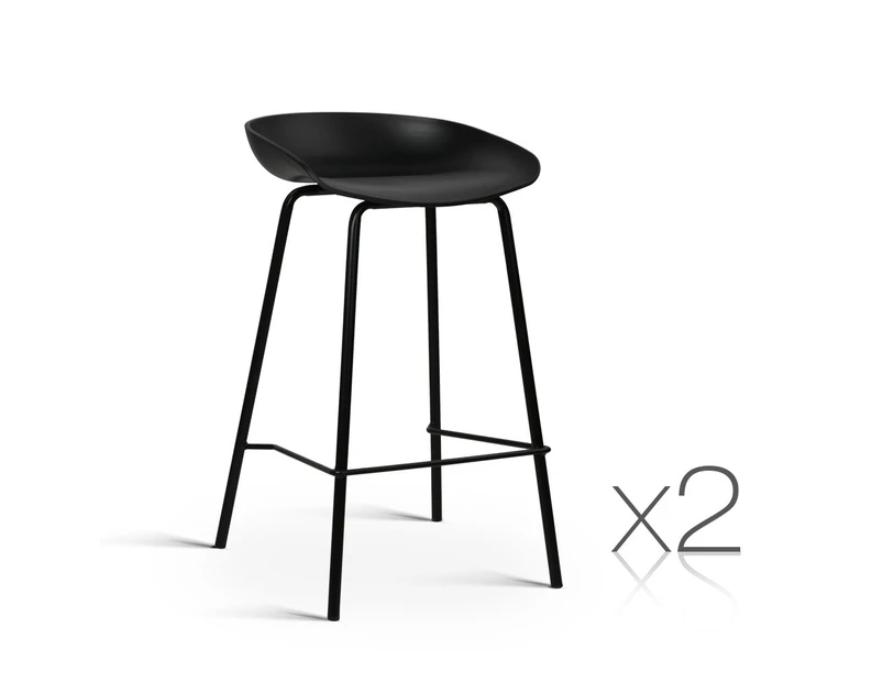 Artiss x 2 Kitchen Bar Stools Bar Stool Chairs Metal Black Barstools
