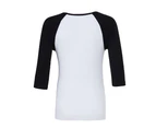 Bella Ladies/Womens 3/4 Sleeve Contrast Long Sleeve T-Shirt (White/Black) - BC2582
