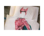 Snurk Quilt Cover Set Super Hero Pink Single