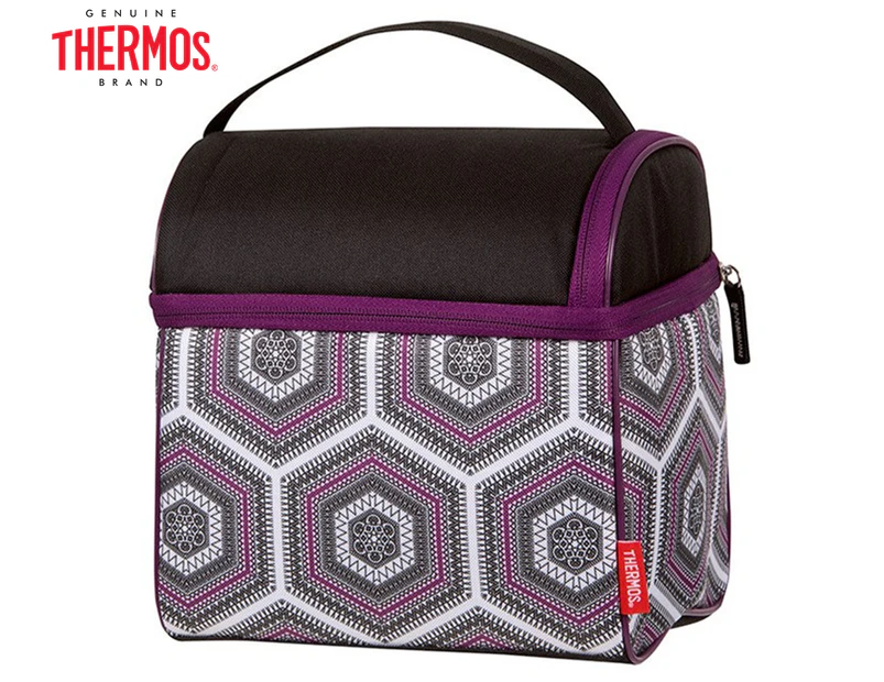 Thermos 23cm Raya Double Pack-In Lunch Bag - Purple Hexagon