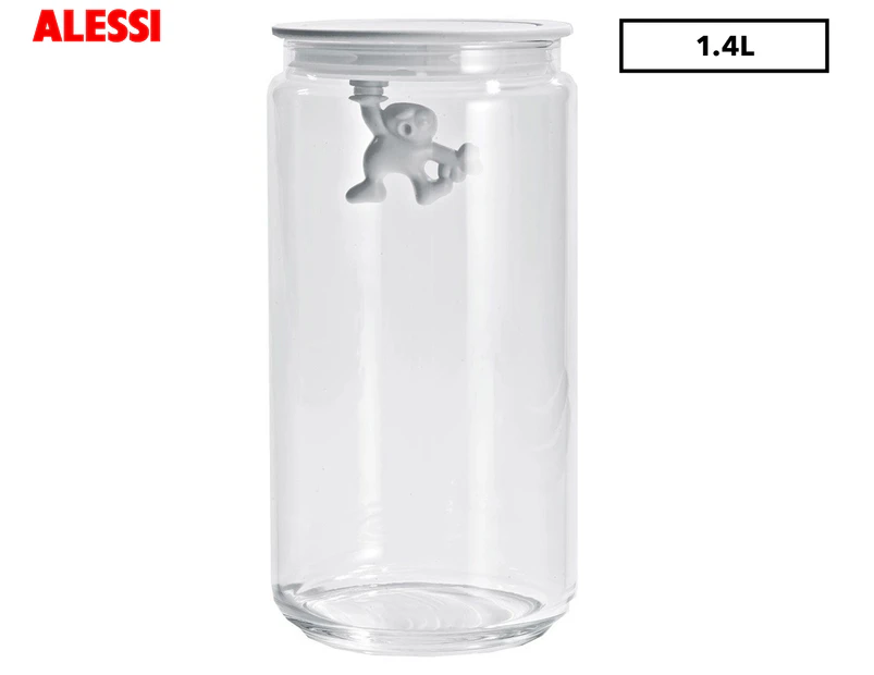 Alessi 1.4L Gianni Glass Jar w/ Lid - Clear/White