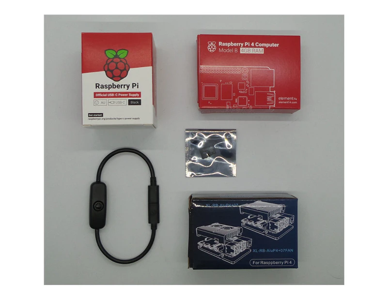 Raspberry Pi 4 Model B 4GB Extreme Cooling Geek Kit Pack Black Ultra Quiet Edition with OS Card