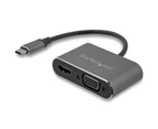 StarTech USB-C to VGA and HDMI Adapter - Aluminum - USB-C Multiport Adapter - 15.24 cm / 6 in Built-In Cable