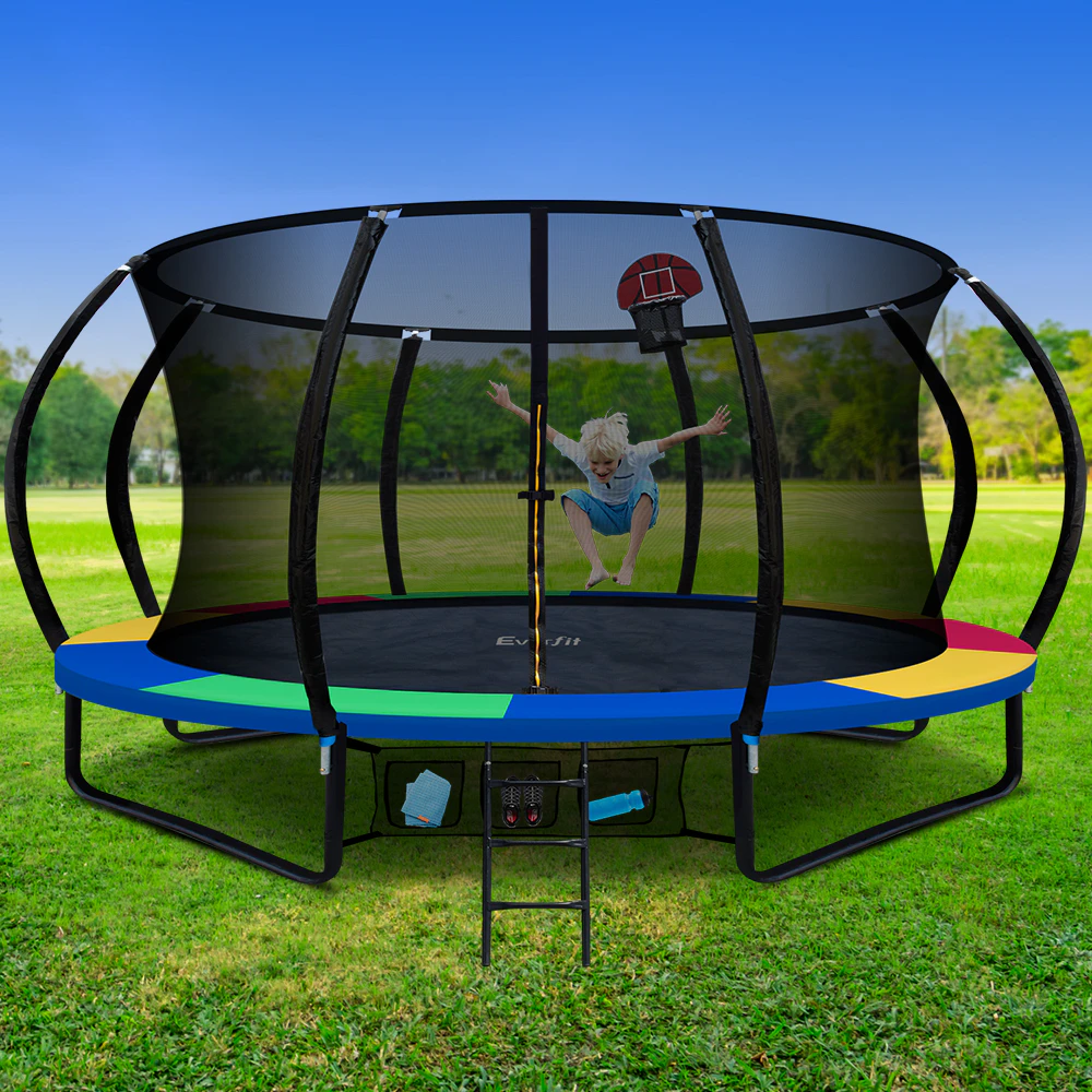 Everfit 16FT Trampoline Round Trampolines Basketball set Kids Mat Net Pad Ladder Jummping