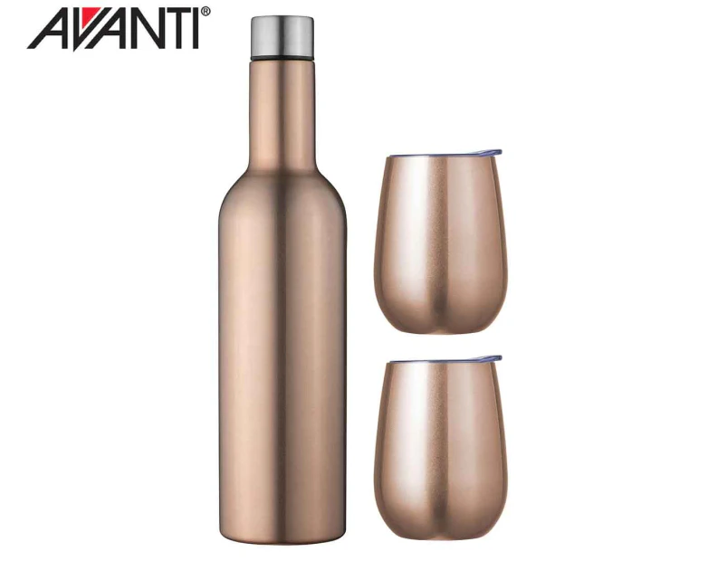 Avanti 3-Piece Double Wall Insulated Wine Traveller Set - Rose Gold