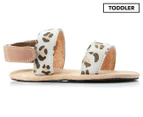 Walnut Melbourne Toddler Girls' Augie Plaited Sandals - Tan Leopard