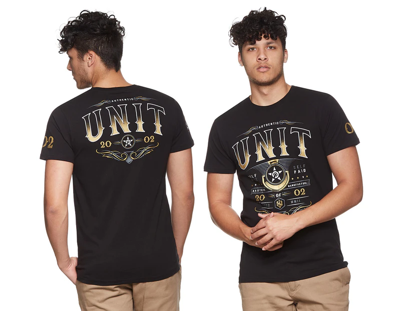 Unit Men's Forefront Tee / T-Shirt / Tshirt - Black/Gold