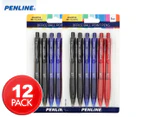 2 x Penline Office Retractable Ballpoint Pens 6-Pack