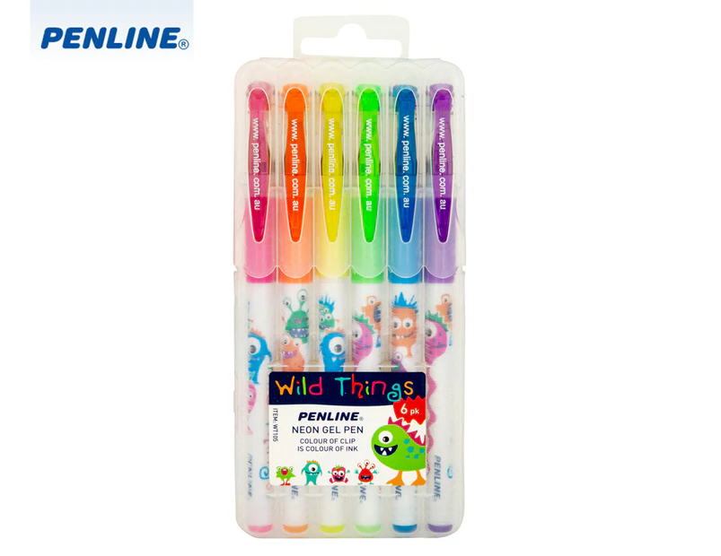 Penline Wild Things Neon Gel Pens 6-Pack