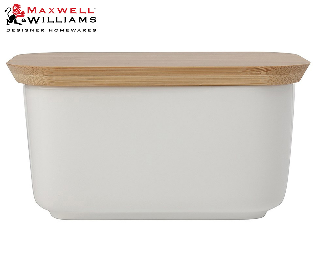 Maxwell And Williams White Basics Butter Dish W Bamboo Lid Catch