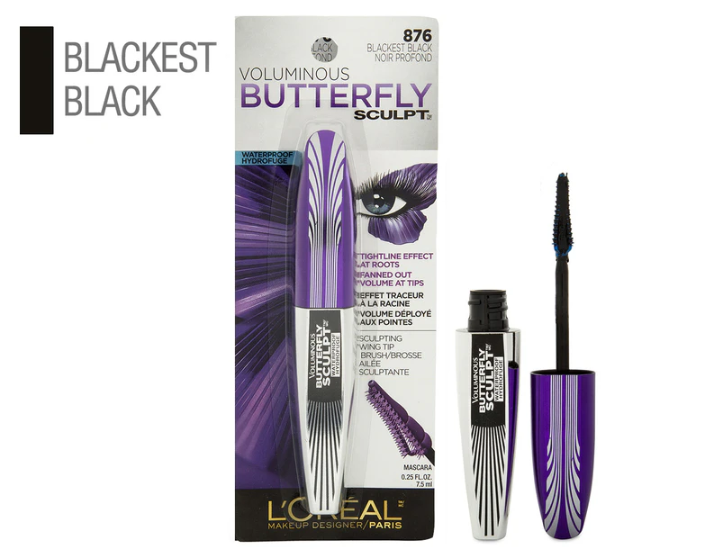 L'Oréal Voluminous Butterfly Sculpt Waterproof Mascara 7.5mL - Blackest Black