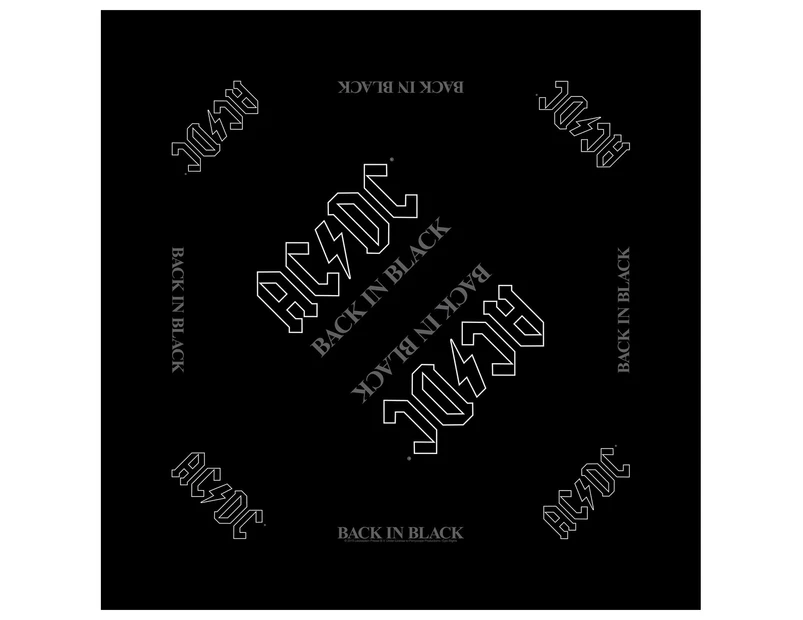 Ac/Dc Bandana Back In  Logo Album Cover Official   (21In X 21In) - Black