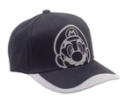 Super Mario Baseball Cap Reflective Print Face Official Curved Bill Snapback - Black